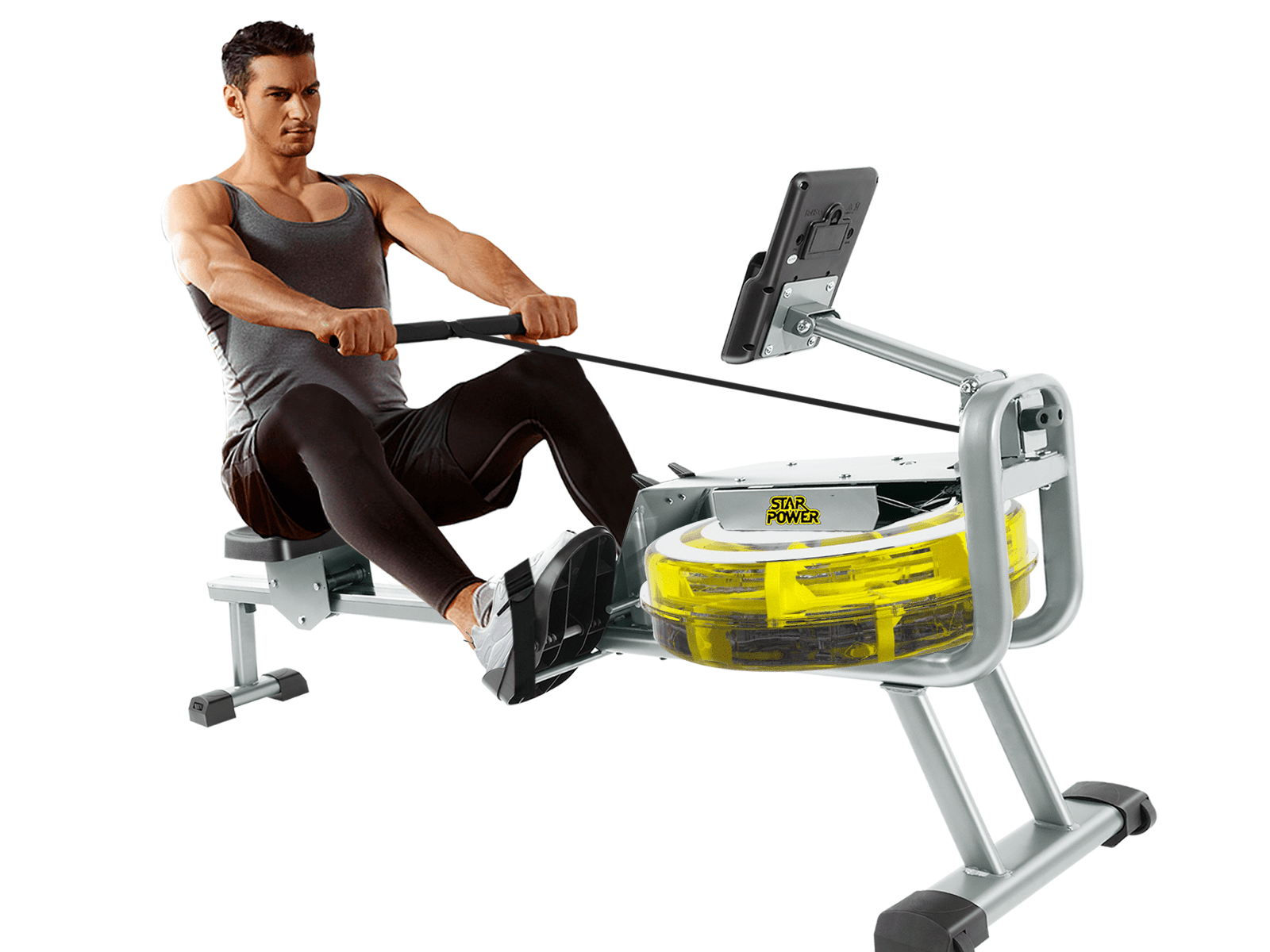 Water Rowing Machine 335LB Weight Capacity - Water Rower for Home Use with LCD Monitor, Tablet Holder