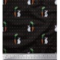 thumbnail image 1 of Soimoi Satin Silk Fabric Carrot & Rabbit Dots Print Fabric by the Yard 42 Inch Wide, 1 of 5