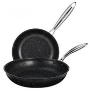 Homgeek Pan Set, Pan with Teflon Coating, Twin Pack Frying Pan, Non Stick Pan Suitable for Induction, 20cm, 24cm, Black