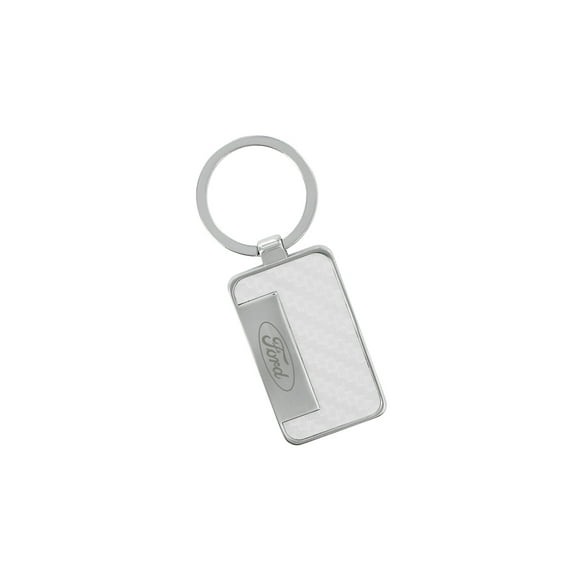 Ford Rectangle Key Chain With White Carbon Fiber Inlay