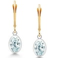thumbnail image 2 of Gem Stone King 925 Sterling Silver and 14K Yellow Gold Sky Blue Aquamarine Drop Dangle Leverback Earrings for Women (2.40 Cttw, Gemstone Birthstone, Oval 8X6MM), 2 of 4