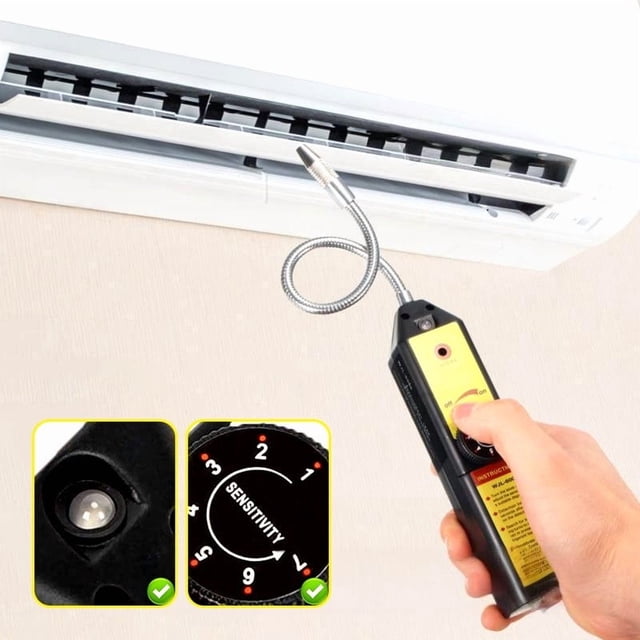 Multifunctional Car AC Halogen Leak Detector, Electronic Refrigerant Gas Tester for R22/R134a/R410a, High Sensitivity with Portable Design for Automotive and HVAC Use