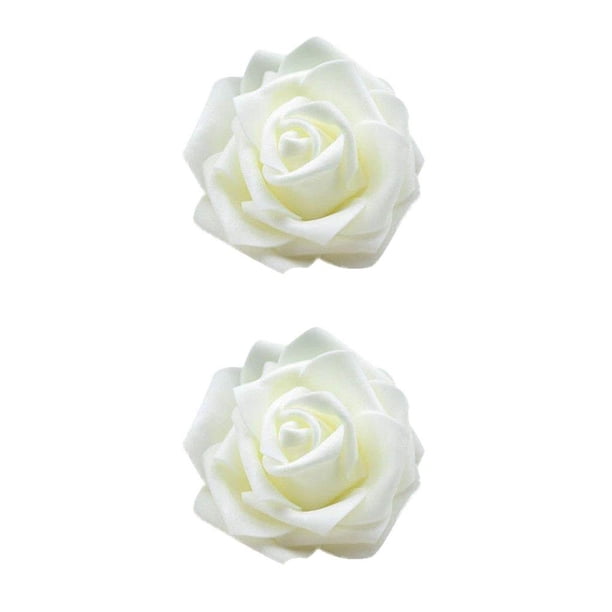 Paquete de 50 flores artificiales Advancent rosas de espuma PE decoraciones Blanco crema 2piezas