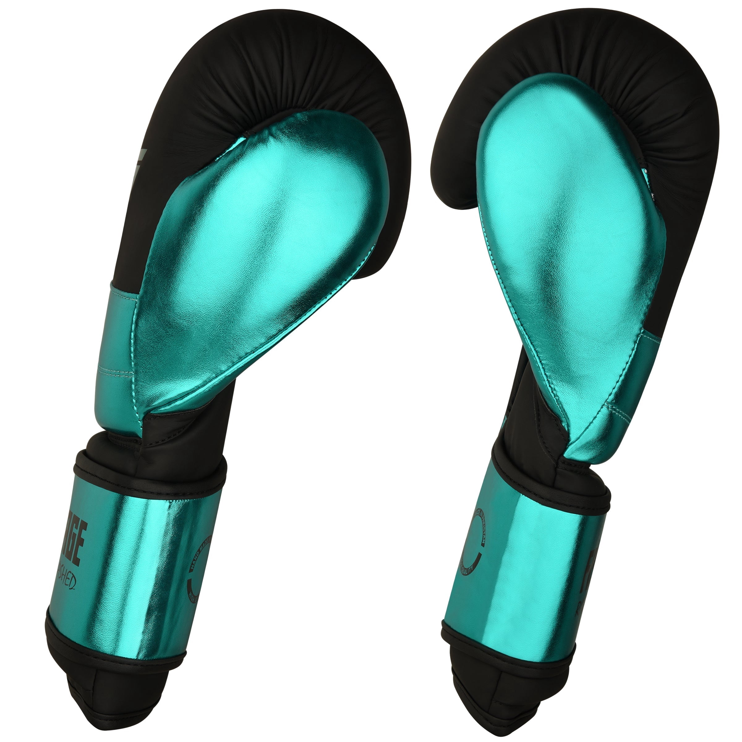 BULGING DERMIS Metallic Leather Boxing Gloves - Green Black