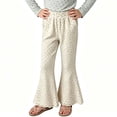 thumbnail image 4 of SHTXOZHI Girl's Stretchy Casual Pants High Waist Cute Print Flared Pants Lace Trim Vacation Party Soft Bottoms, 4 of 7