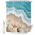 thumbnail image 2 of Coastal Beach Ocean Waterproof Fabric Shower Curtain,Nautical Starfish Shells Conch Waterproof Fabric Shower Curtain for Bathroom Curtains Bathtubs Shower Curtains with 12 Hooks Extra Long 72x84, 2 of 8