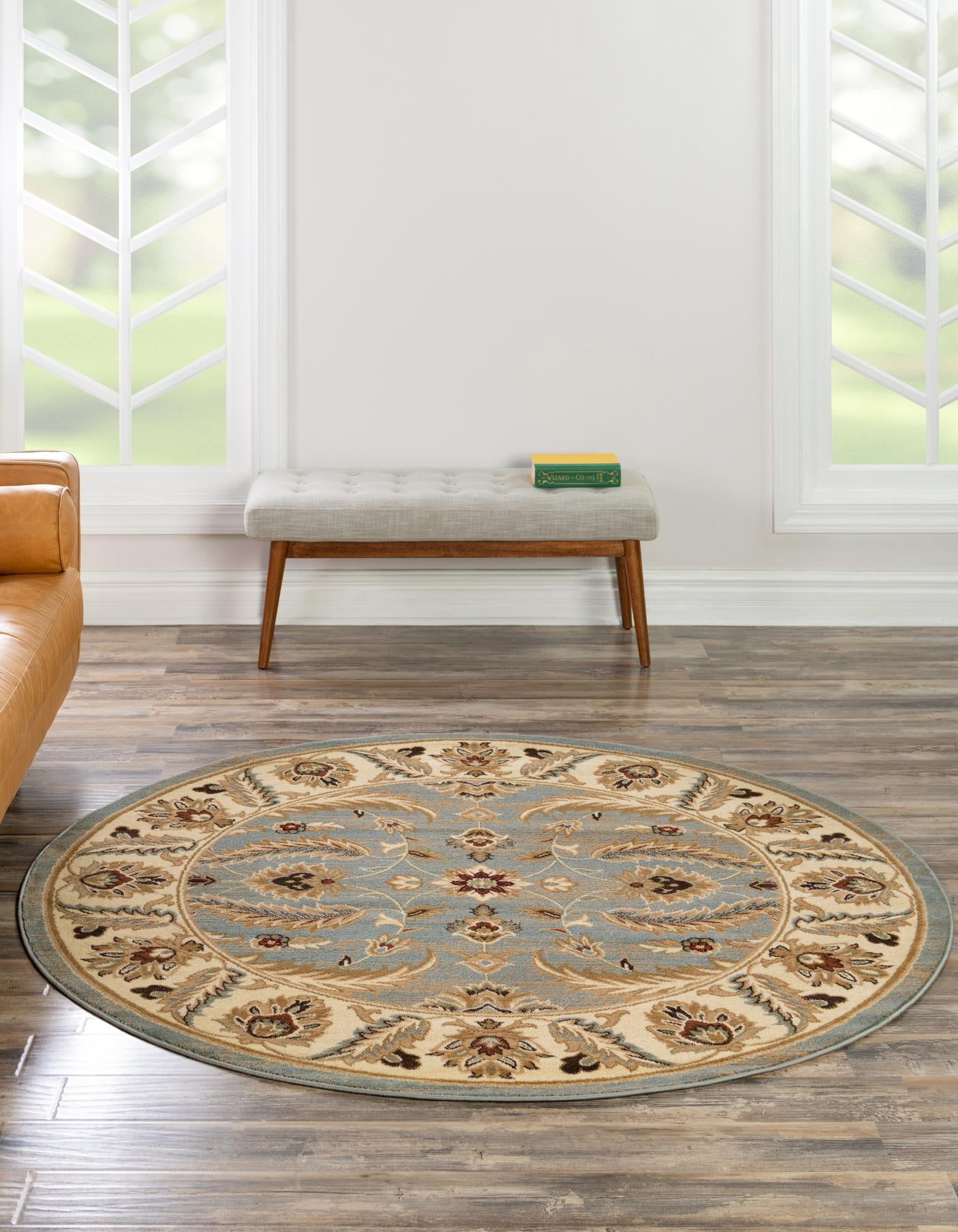 Aditi Collection Rug 7' 10 Round Light Blue Low Rug Perfect