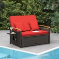 thumbnail image 1 of Costway Patio Rattan Daybed Set with Cushioned Loveseat & Storage Ottoman for Porch Red, 1 of 10