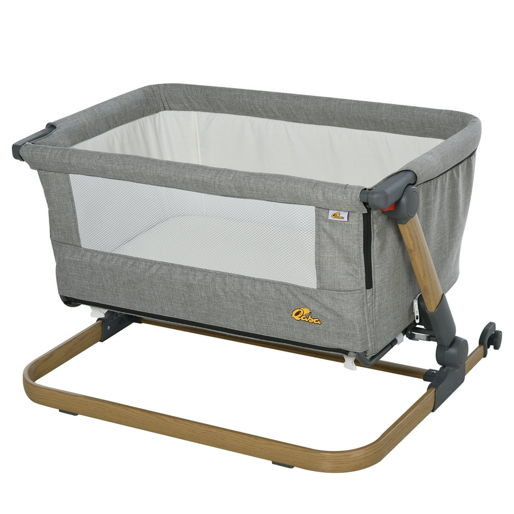 Qaba Baby Foldable and Adjustable Grey 05 Months Wheels Lockable Artificial Cotton