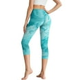 thumbnail image 2 of SCRAWLGOD Marble Print Light Blue High Waisted Capri Yoga Pants for Women with Pockets Tummy Control Workout Leggings Lightweight Casual Yoga Capris for Running Cycling, XS, 2 of 7