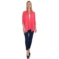 thumbnail image 5 of Simply Ravishing Women's Basic Assymetrical 3/4 Sleeve Open Drape Cardigan, 3X, Coral, 5 of 5