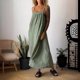 thumbnail image 2 of Vestido camisola holgado informal de color liso para mujer: sin mangas, con lazo en la espalda, corte A, tejido no elástico, adecuado para el día a día en las vacaciones de verano, lavable a máquina, 2 of 6