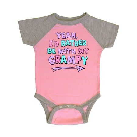

Inktastic Yeah I d Rather be with My Grampy in Pink Blue and Purple Gift Baby Boy or Baby Girl Bodysuit
