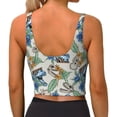 thumbnail image 3 of Fotbe Dinosaurs And Leaves Pattern Womens' Sports Bra Longline Wirefree Padded with Medium Support Sports Moisture-Wicking Workou Vest,Tank Top-Small, 3 of 9