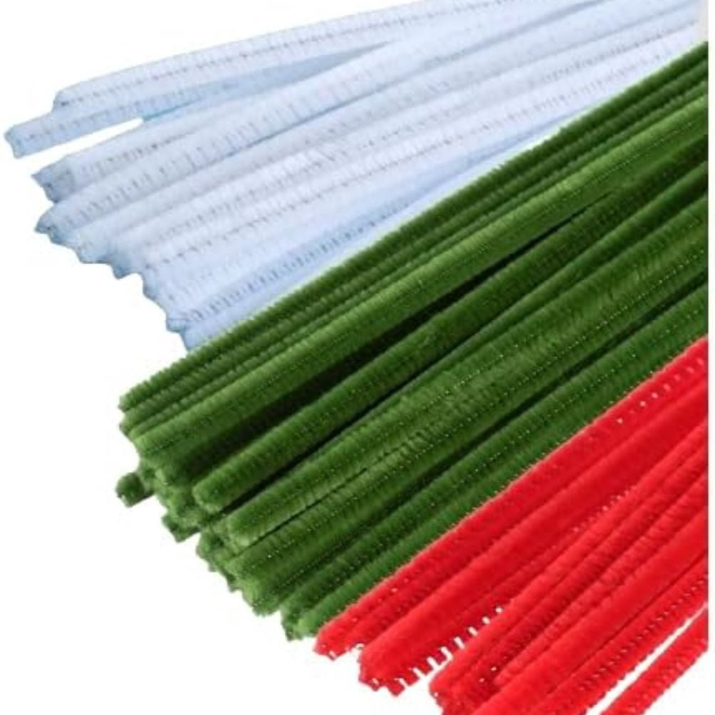 108pc White/Green/Red Extra Long Pipe Cleaners - for Crafts and Christmas - Factory Direct Craft