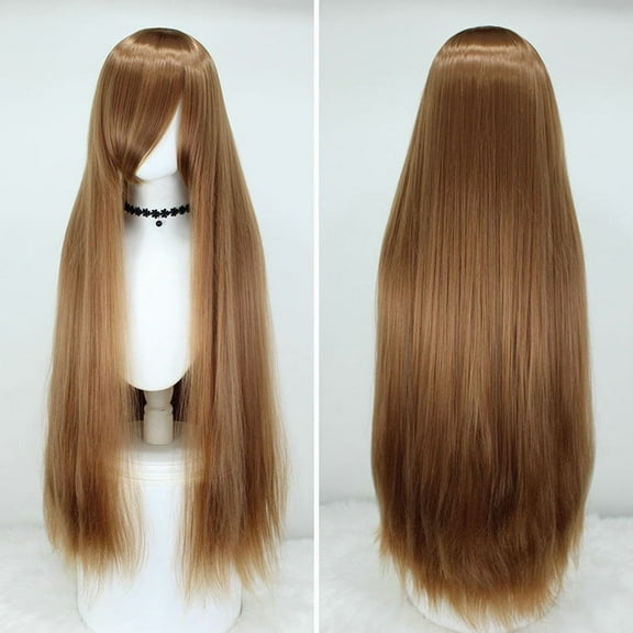 XmhyTop Women's 39" Long Straight Wig, Anime Fashion Style for Cosplay, Light Brown