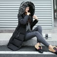thumbnail image 1 of Abrigo largo de algodón para mujer de otoño e invierno con capucha, cuello de piel, abrigo de algodón con plumón, chaqueta de abrigo de algodón para mujer joven, 1 of 5