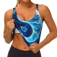thumbnail image 3 of Fotbe Blue Yin And Yang Sujetador Deportivo Largo sin Aros para Mujer con Almohadillas y Soporte Medio, Transpirable y Absorbente, Camiseta Tipo Chaleco o Tank Top-X-Large, 3 of 8