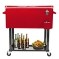 thumbnail image 2 of GoDecor 80QT Iron Spray Cooler Cart  Rolling Party Ice Bee Chest Patio Warm Shelf Red, 2 of 7