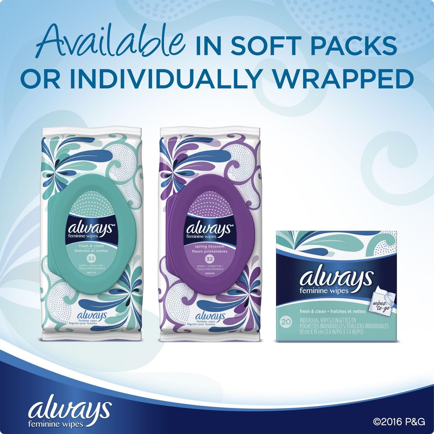 Always Feminine Wipes, Fresh & Clean, Soft Pack, 32 Count