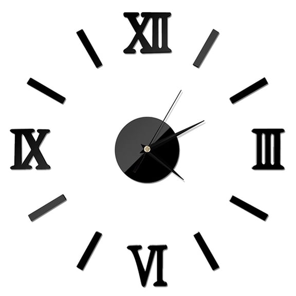 DIY Wall Clock Silent 3D Acrylic Sticker Roman Numbers Adhesive Modern Art Wall Clock Parts Kit