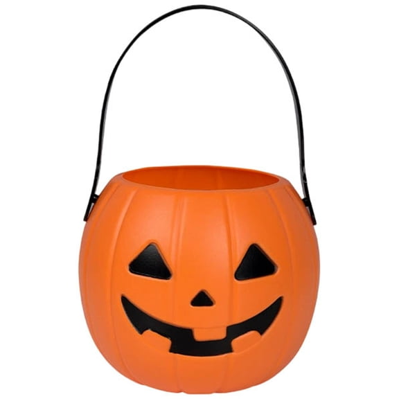 EverydayNest 17.7x19cm Halloween Pumpkin Bucket,Large Jack O' Lantern Candy Pail with Handle,Reusable Treat Container for Trick or Treating and Party Decor