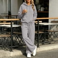 thumbnail image 6 of DYTTDG Women's Solid Color Loose Hoodie Tracksuit Set, Drawstring Hooded Pullover & Elastic Drawstring Waist Wide Leg Pants Casual Two Piece Outfit Sets, 6 of 7