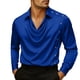 thumbnail image 1 of Ceisia Men Long-Sleeve Dress Shirt Silk with Silver Buttons Decoration Resisting Wrinkles Blue XL Gift, 1 of 8