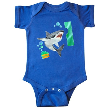 

Inktastic First Birthday Shark with Cake Gift Baby Boy or Baby Girl Bodysuit