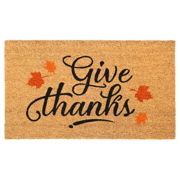 RugSmith Black Machine Tufted Give Thanks Doormat, 18" x 30"