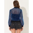 thumbnail image 4 of Chaqueta bomber de malla transparente Allegra K Azul oscuro M, 4 of 5