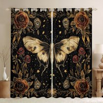 jejeloiu Rustic Wild Moth Curtains Pack of 2 (42x84 Each),Vintage Flower Floral Curtains Blackout,Beige Stars Print Bedroom Curtains For Kids,Luxury Bedroom Decor