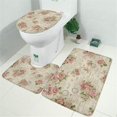 thumbnail image 2 of Pioneer Flower Floral Print Pattern Bathroom Rugs Sets 3 Piece,Toilet Cover Set,Absorbent Non Slip Bathroom Mats Sets with U-Shaped Contour Rug Toilet Rug Set, 2 of 5