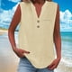 thumbnail image 2 of Blusas para mujer,Camiseta de tirantes de lino con cuello en V para mujer, detalle de botones y bolsillo en el pecho, blusa informal sin mangas para estar en casa, sopatenor, 2 of 9