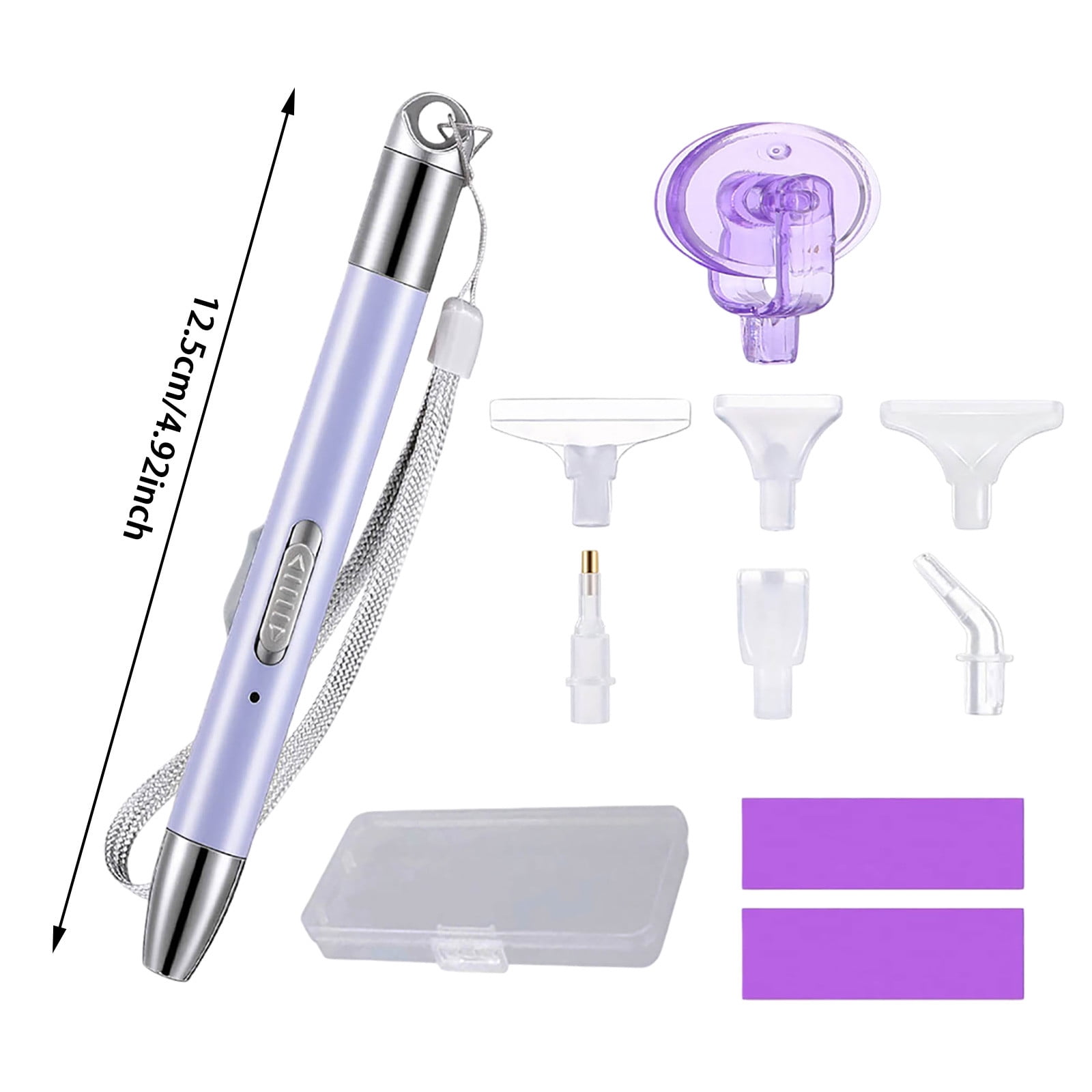 2 Pack LED Diamond Painting Pens with Light - USB Rechargeable 5D Drill Pens Kit Includes 12 Tips, 2 Anti- Mats & 2 Wax Cases - Essential Accessories for DIY Diamond Art Kits (Purple)