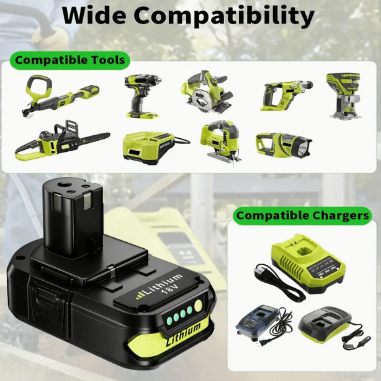 3.6Ah 18V P102 Lithium-ion Replacement for Ryobi 18V Battery Compatible with Ryobi Battery 18V P102 P103 P104
