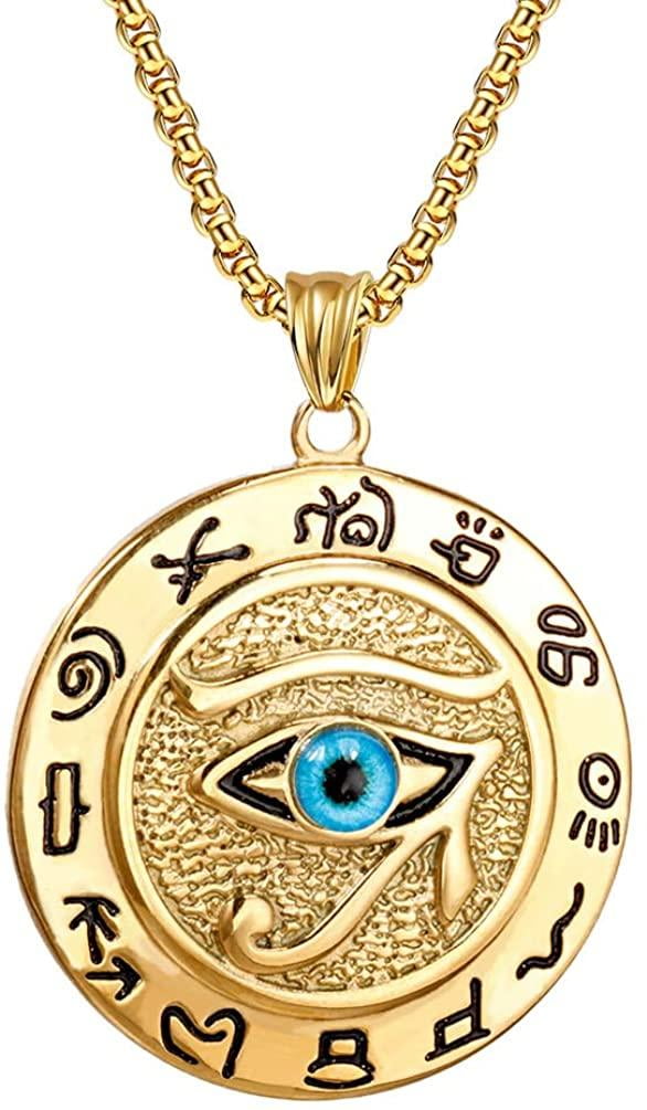 Eye of Horus Necklace Arrowhead Necklace for Men Titanium Stainless
