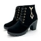 thumbnail image 3 of NECHOLOGY Zapatos Botines para mujer Zapatos de mujer botas gruesas de tacón color carne botas de cuero botas de mujer de tacón grueso a la botas transpirables con punta redonda (Black 8.5), 3 of 7