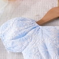 thumbnail image 5 of Mercatoo Toddler Girls Summer Dress Bubble Sleeve A Collar Button Crushed Light Blue Dress + Crossbody Bag Two-Piece Dress, 5 of 7