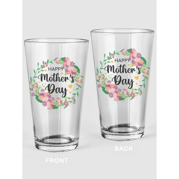 Happy Mother's Day Pint Glass -SPIdeals Designs, 16 oz Transparent Glass