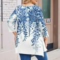 thumbnail image 3 of WTOBBY Women's Plus Size Floral Print 3/4 Sleeve Round Neck Tunic Top Loose Fit Tee for Full Figure Comfort and Fall Seasonal Fashion,Light Blue 2XL, 3 of 5