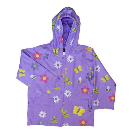 Flower Raincoat - Foxfire FOX-601-70-2T Childrens Lavender Flower Rain Coat - Size 2T