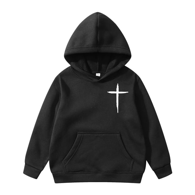 GDREDA Kid Sweatshirts Children's Long Sleeved Pullover Pocket Hoodie Jacket Black,4-5 Years