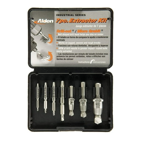 - ALDEN Drill/Extractor Set, 7 PC, #5-1/2 In Cap 7017P