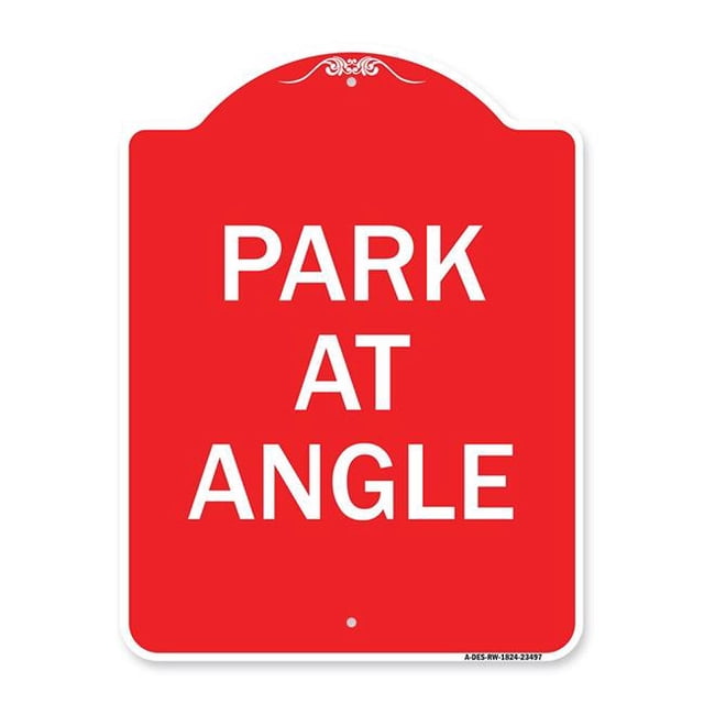 SignMission A-DES-RW-1824-23497 18 x 24 Po Signe de la Série Designer - Parc à Angle et 44 ; Rouge et Blanc