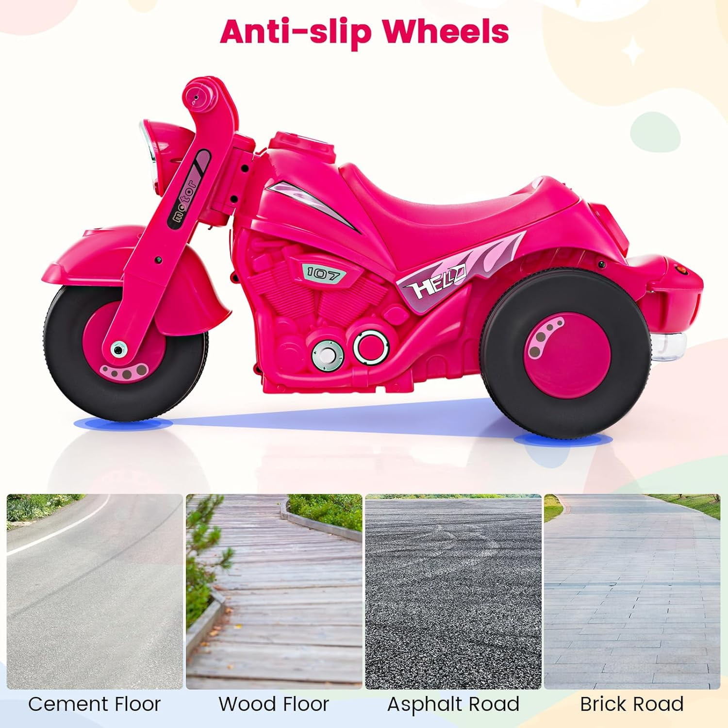 OLAKIDS Ride on Push Car, Foot-to-Floor Sliding Car for Toddlers Kids Motorcycle with Bubble Maker, Music, 3 Wheels Ride on Toys Gift for Boys Girls Aged 3-5 Years