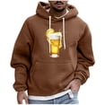 thumbnail image 2 of Pisexur Chandail en Molleton pour Hommes Confortable à Capuche Manches Longues pour Hommes Mode Décontractée Chandails en Molleton à Capuche Col Rond Imprimé Chandail Manches Longues Marron,2TG, 2 of 5