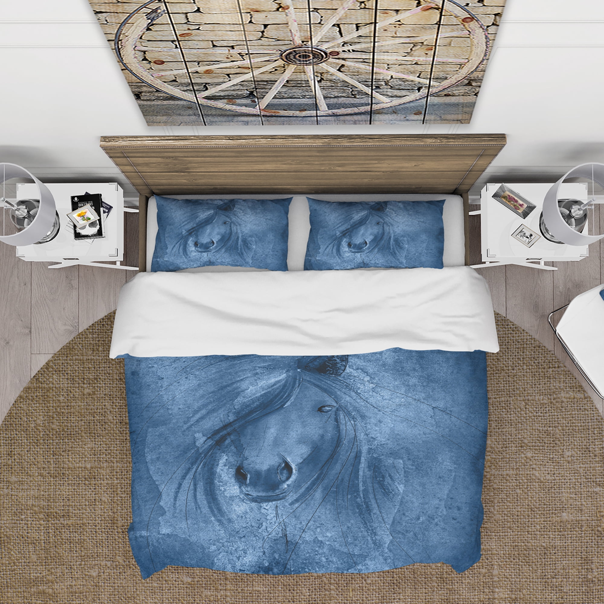 Designart 'Farmhouse Horse X' Farmhouse Duvet Cover Set