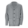 thumbnail image 4 of Dpytoraw Men Solid Color Knitted Button Up Cardigan With A Lapel Pocket And Flower Coat Fashionable Business Casual Sweater, 4 of 5