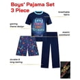 thumbnail image 2 of Quad Seven Boys Pajama Set Breathable Graphic Sleep Shirt, Pajama Pants & Lounge Shorts 3 Piece, 2 of 7